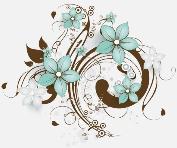 Decorative flower curls design vector background 08  