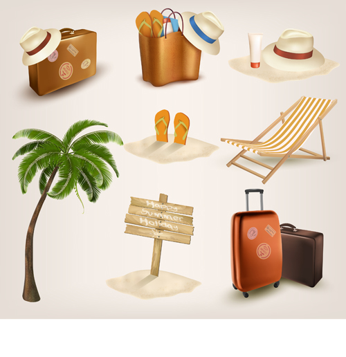 Different travel elements icons vector  