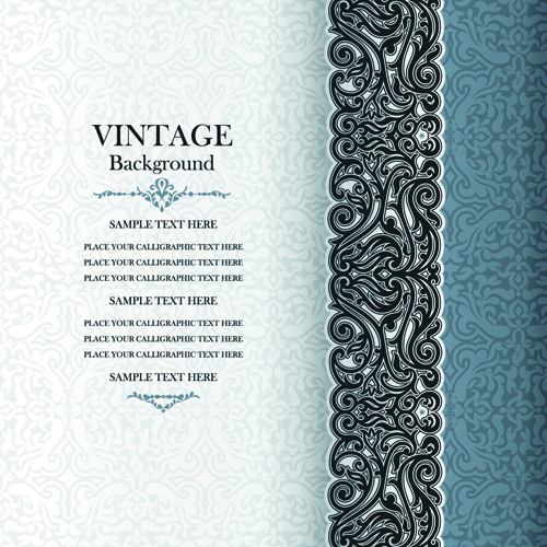 Elegant floral vintage backgrounds vector 04  