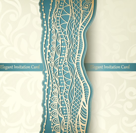 Elegant invitation card lace vector  