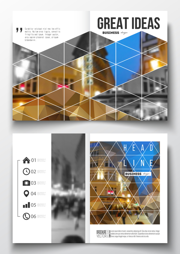 Geometric shape cover template magazine with flyer vector 11  