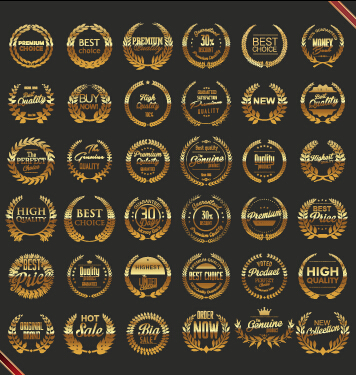 Gold premium quality labels vectors  