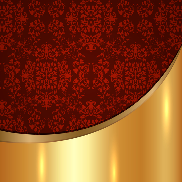 Golded metal background with decor patterns vectors material 22  
