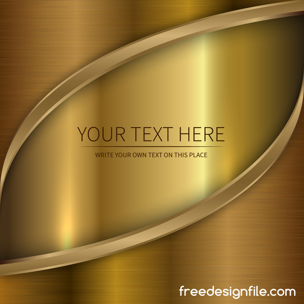 Golden metal with abstract wavy background vector 04  