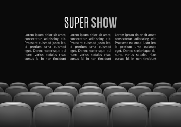 Gray seats with movie theater background vector 01  