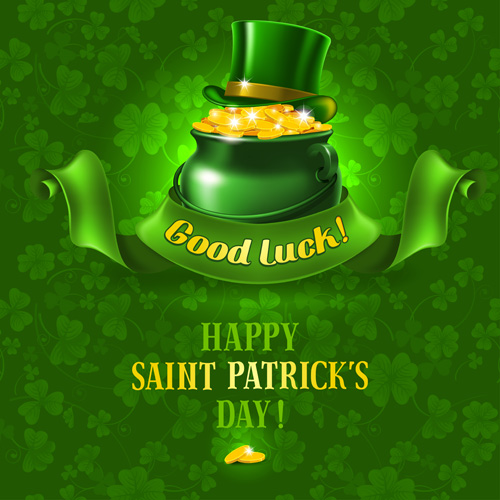 Green saint patrick day background vector 03  