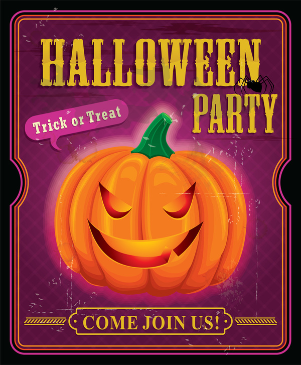 Halloween party retro poster vectors  