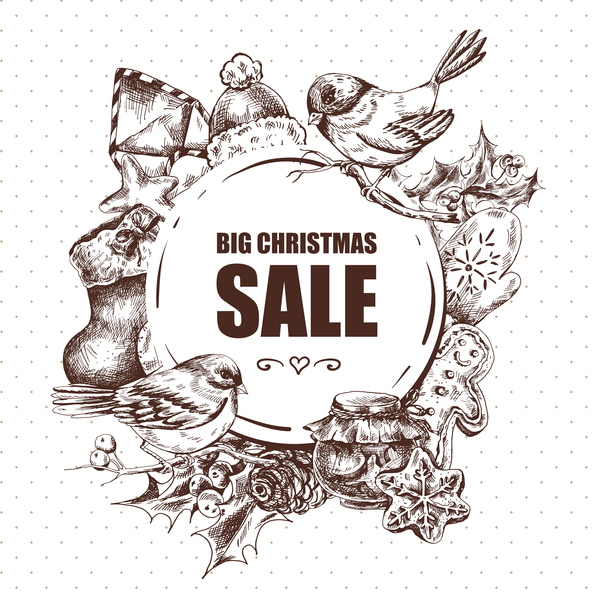 手描きのクリスマスの大セールデザイン要素ベクトル02  