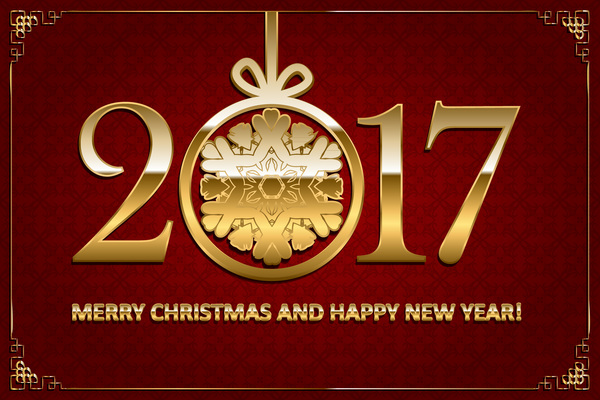 크리스마스 2017 황금 텍스트 벡터 02와 새 해 복 많이 받으세요  