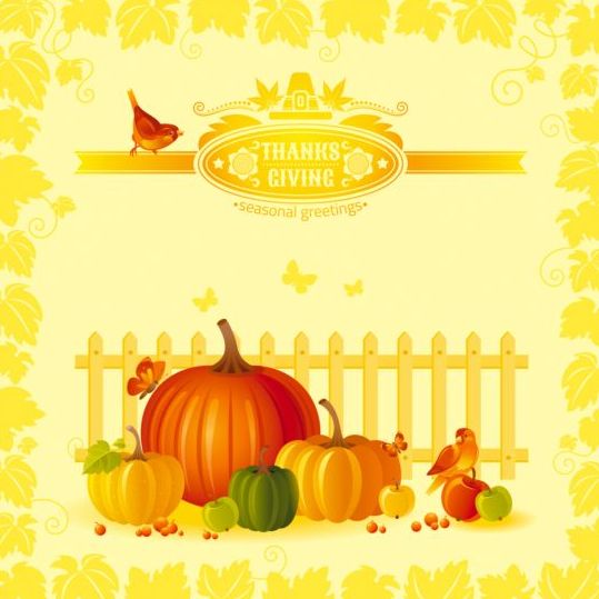 Счастливый день благодарения сезонные поздравительные открытки вектор 06  