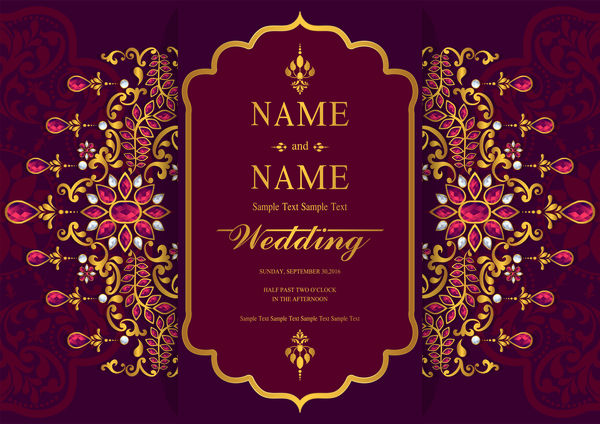 India styles vintage invitation card vector template 10  