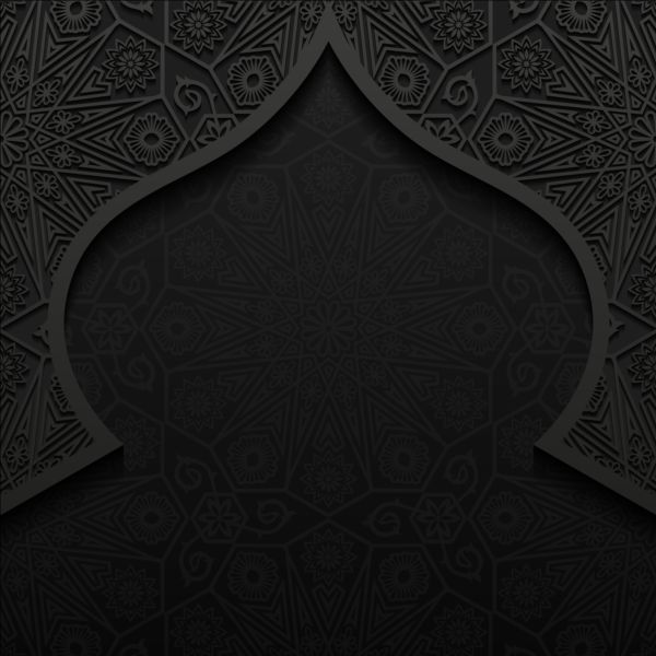 Islamic mosque with black background vector 09  