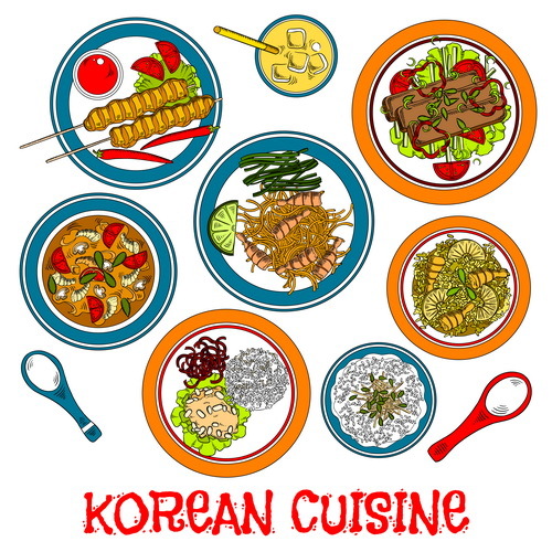 韓国食品デザインのベクトル02  