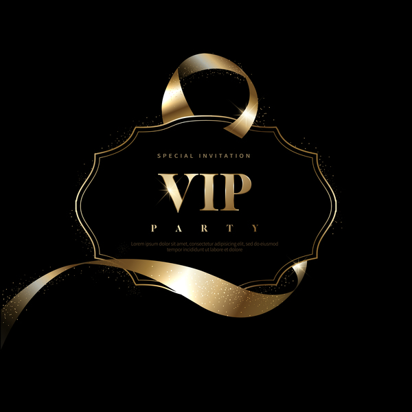 Luxury black with golden VIP invitation card vector 09  
