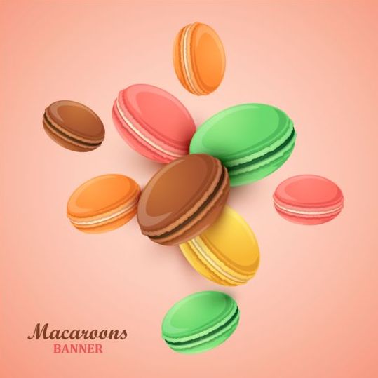 Macaroons with pink background vector 01  
