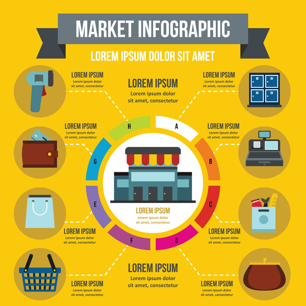 Market infographic design vector  