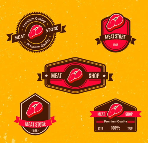 Meat store labels vector  
