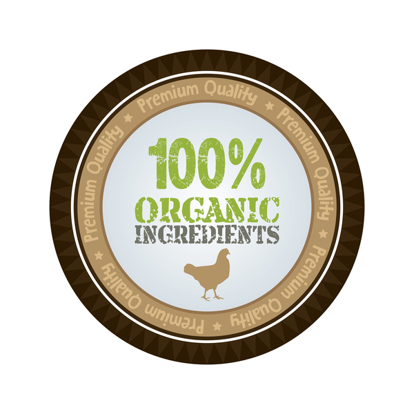 Organic ingredients farm badge vector  