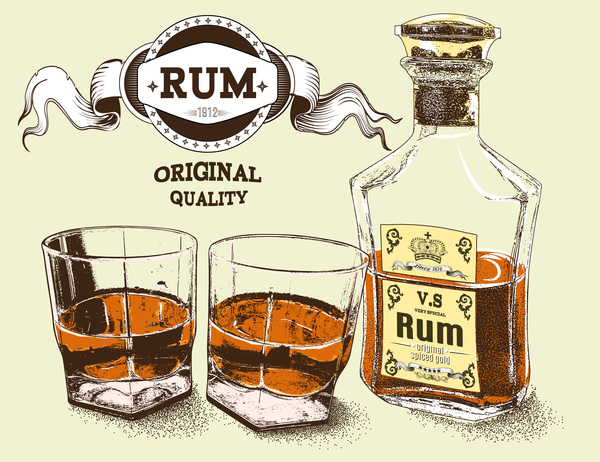 Originelle Rum-Retro-Plakatvektor  