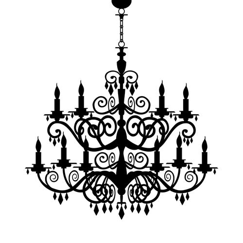 Ornate chandelier vector silhouette set 03  