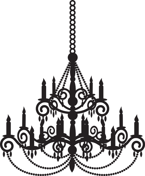 Ornate chandelier vector silhouette set 14  