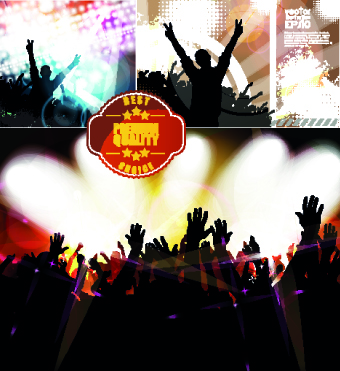 Party background with people silhouettes vector 04  