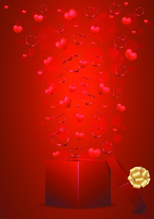 Elements Romantic Red Valentine Cards vector 02  