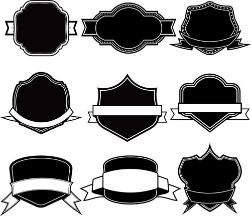 Ribbon with labels blank template vector 08  