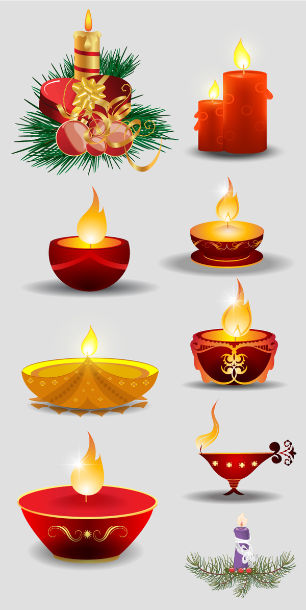 Set of holiday candels vector  