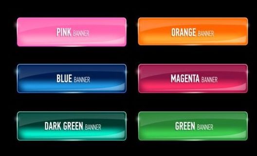 Leuchtender Glasfarben-Button-Vektor-Set  