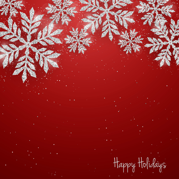 Silver snowflakes with red christmas vector 05  
