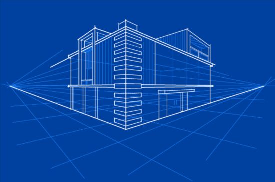 Eenvoudige blauwdruk gebouw vectoren ontwerp 03  