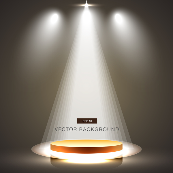 Spotlight effect background with gold podium vector 01  