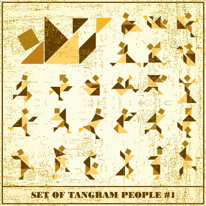 Set of Various Tangram figure vector 02  