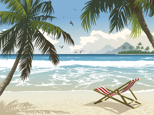 Elements of Tropical Beach background vector art 02  