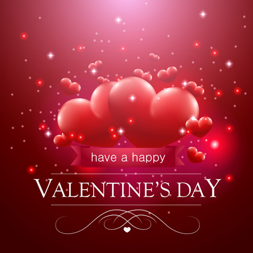 Valentine day red heart backgrounds art vector 05  