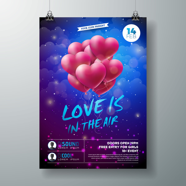 Valentine flyer and brochure cover template vectors set 04  