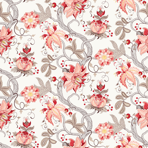 Vine with flower seamless pattern vector 02  