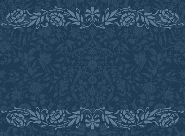 Vintage decorative pattern with floral seamless border vector 06  