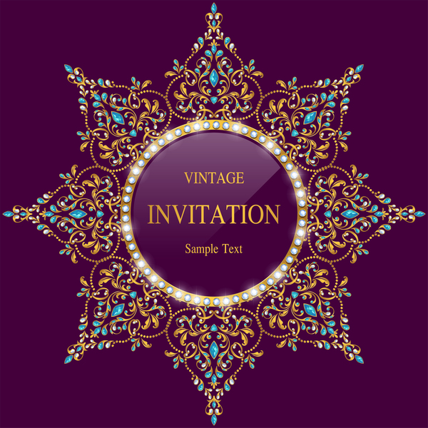 Vintage invitation card template luxury vector 13  