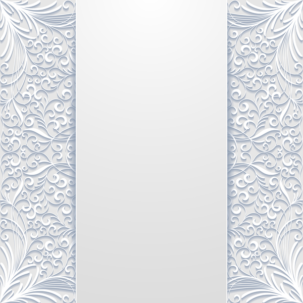 White hollow floral background vectors 03  