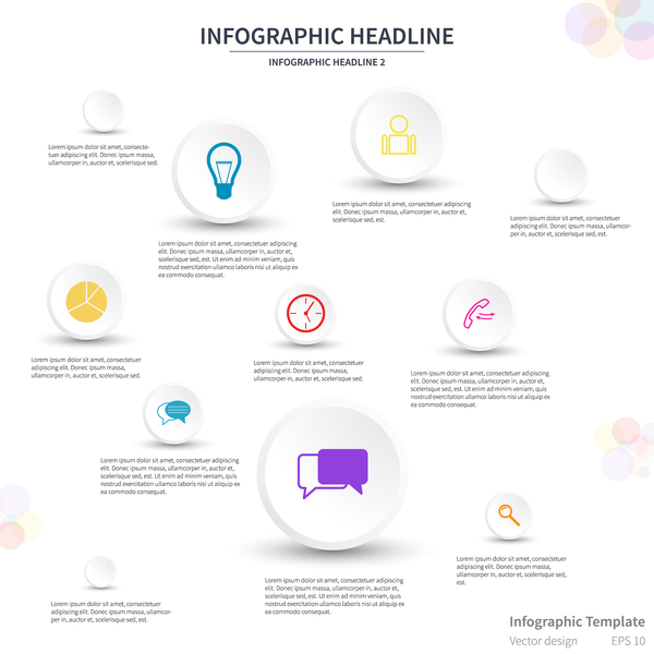 White infographic template with circle vectors design 03  