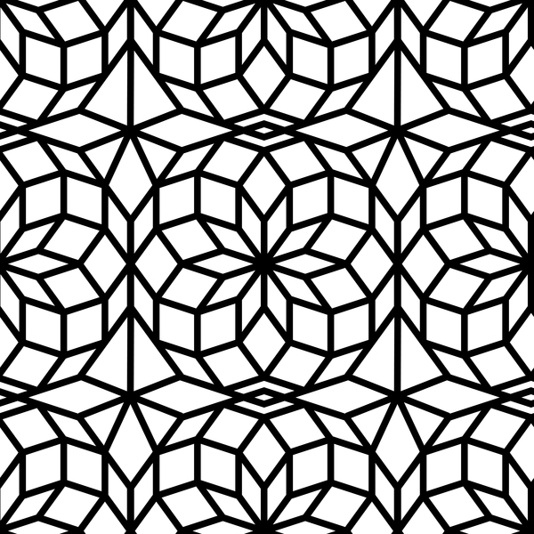 White with black geometry vector seamless pattern 08  
