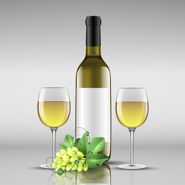 Wine with glass cup vector design 01  