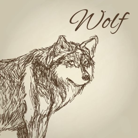 Wolf Hand Zeichnung Vektor gestaltungsmaterial 03  