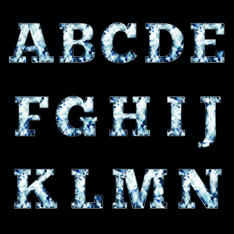 Glitter diamond alphabet letters vector 03  