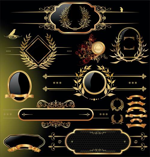 luxurious Golden frames and labels design vector 04  