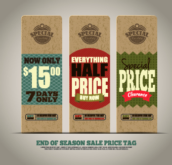 Vintage cardboard sale tags vector 05  