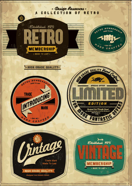Set of Vintage commerce labels Stickers 01  