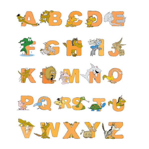 Cartoon animals and Alphabet vector  
